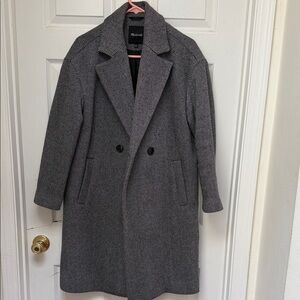 Madewell Black and Gray Long Wool Coat